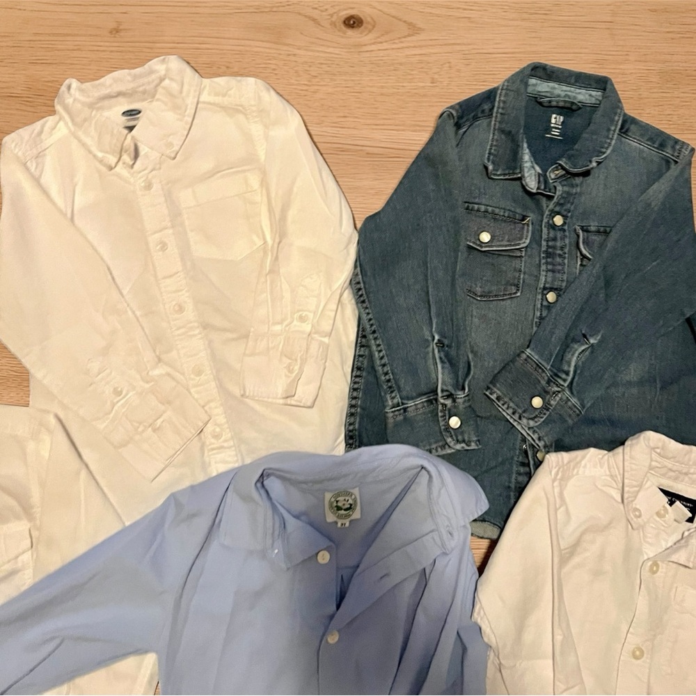 3T Boys Long Sleeve Button Down Shirt Lot -GAP, Old Navy, Children’s Pl, Smocked - Picture 5 of 9